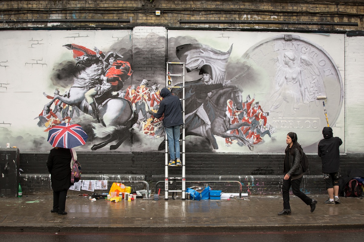 Passers-by in Shoreditch were treated today as the National Army Museum revealed a new piece of street art to mark the 200-year anniversary of the Battle of Waterloo on 18 June 2015. Representing British soldiers over the last 200 years, the art stands as a memorial of all the brave men and women who have served Britain since the Battle of Waterloo in 1815. To check out the Banksy-inspired street art, entitled 'The Returning Soldier' just pop along to Shoreditch Art Wall and share your #WaterlooLives pictures. More information about the Battle of Waterloo can be found at: www.waterloo200.org